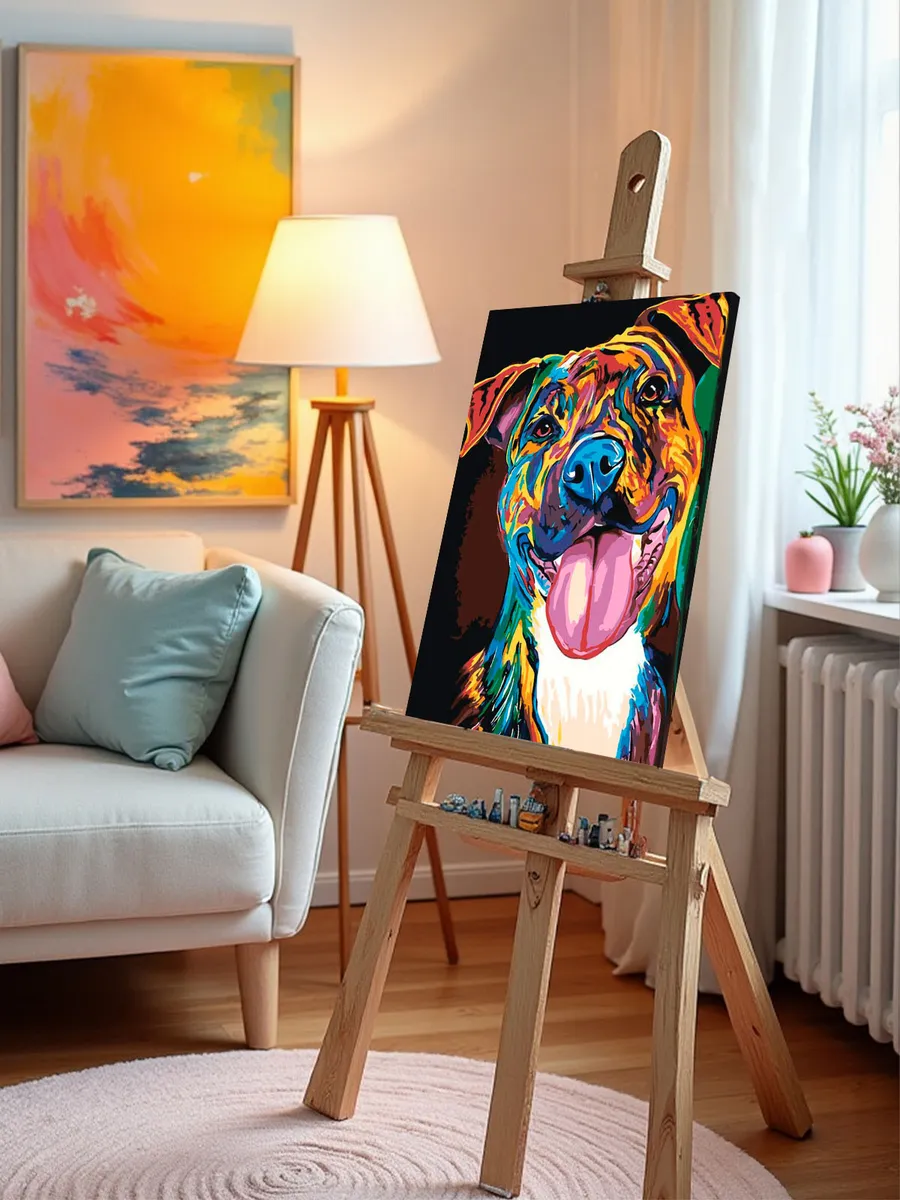 Картина по номерам «Разноцветный питбуль» — картинка 10