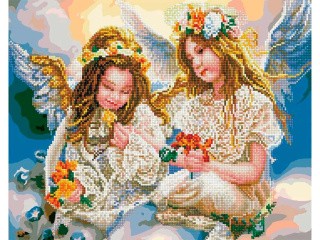 Алмазная картина-раскраска «Девочки-ангелы»