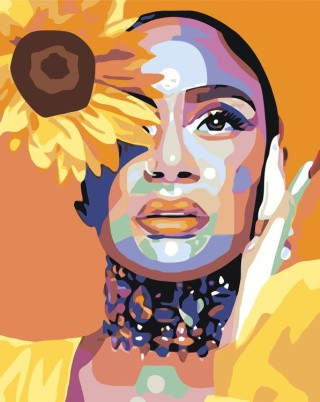 Картина по номерам «Девушка с желтым цветком» Картина по номерам «Девушка с желтым цветком»