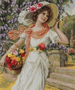 Набор для вышивания «Девушка с корзиной цветов»