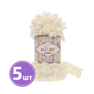 Пряжа ALIZE Puffy (62), светло-молочный, 5 шт. по 100 г Пряжа ALIZE Puffy (62), светло-молочный, 5 шт. по 100 г