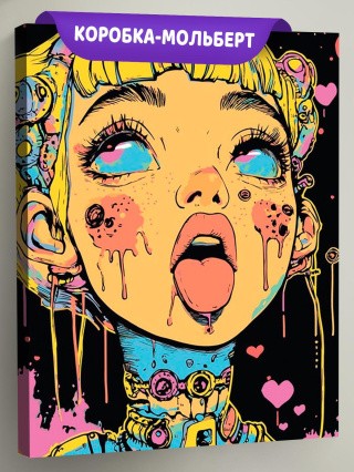 Картина по номерам «Девушка показывает язык, кислотный арт»