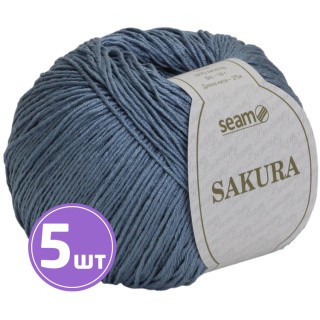 Пряжа SEAM SAKURA (Сакура) (206), выцветший деним, 5 шт. по 50 г