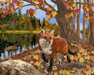 Картина по номерам по дереву «Рыжая охотница»