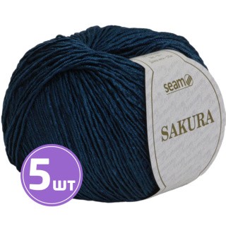 Пряжа SEAM SAKURA (Сакура) (114), темная морская волна, 5 шт. по 50 г