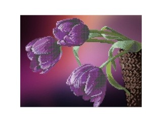 Рисунок на ткани для вышивания бисером «Фиолетовые тюльпаны»