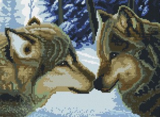 Алмазная вышивка «Волки в зимнем лесу»