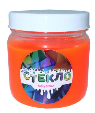 Слайм Стекло серия Party Slime, оранжевый неон, 400 гр
