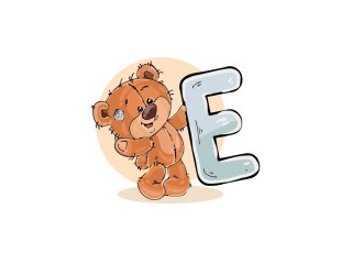 Картина по номерам «Алфавит с медвежонком. Буква E»