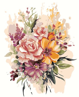 Картина по номерам «Цветы: Акварельная композиция с розами»
