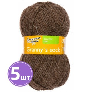 Пряжа Семеновская Granny`s sock W (4606), меланж темно-коричневый 5 шт. по 100 г Пряжа Семеновская Granny`s sock W (4606), меланж темно-коричневый 5 шт. по 100 г