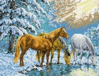 Алмазная вышивка «Зимний водопой» Алмазная вышивка «Зимний водопой»
