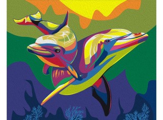 Картина цветным песком «Дельфины»