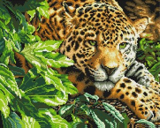Алмазная вышивка «Леопард в чаще»