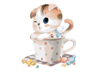 Картина по номерам «Котёнок в чашке»