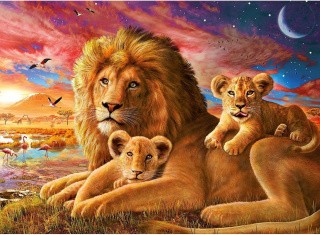 Пазлы «Семейство львов»