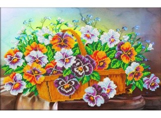 Набор вышивки бисером «Корзина с виолами» Набор вышивки бисером «Корзина с виолами»