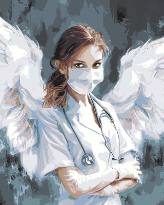 Картина по номерам «Медицина: девушка врач, ангел хранитель»