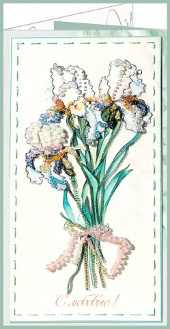 Набор для вышивания хрустальными бусинами открытка-конверт «Ирисы»