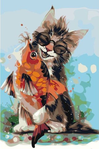 Картина по номерам «Кот-рыболов»