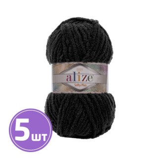 Пряжа ALIZE Softy Plus (60), черный, 5 шт. по 100 г Пряжа ALIZE Softy Plus (60), черный, 5 шт. по 100 г