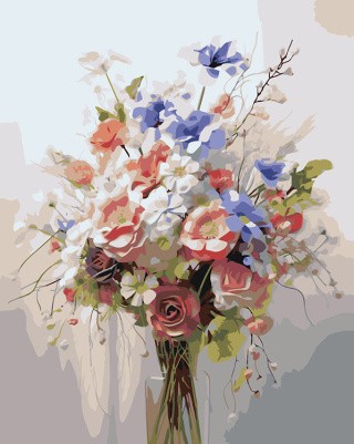 Картина по номерам «Цветы: Воздушный букет из полевых цветов»