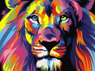 Картина по номерам «Радужный лев» Картина по номерам «Радужный лев»