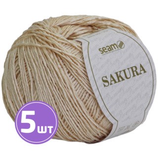 Пряжа SEAM SAKURA (Сакура) (1044), кремовый, 5 шт. по 50 г