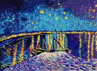 Рисунок на ткани «Звездная ночь над Роной»
