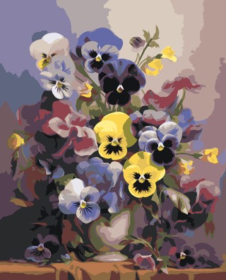 Картина по номерам «Цветы: Анютины глазки в вазе 2»