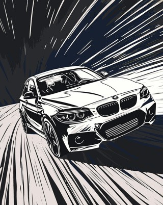 Картина по номерам «Машина BMW спортивная монохром 40х50»
