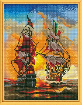 Алмазная вышивка «Морской бой» Алмазная вышивка «Морской бой»