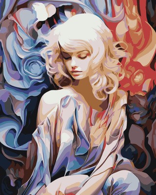 Картина по номерам «Портрет девушки с цветочными узорами»