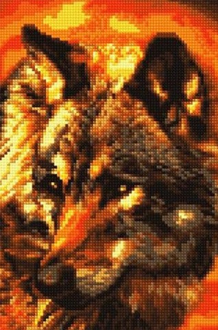 Алмазная вышивка «Волк на фоне луны» Алмазная вышивка «Волк на фоне луны»