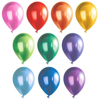 Набор воздушных шаров, 25 см, цвет: ассорти металлик, 10 шт., BOOMZEE