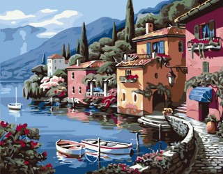 Картина по номерам «Домики у моря» Картина по номерам «Домики у моря»