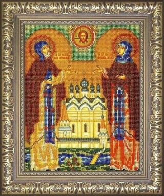 Рама для иконы с оргстеклом «Петр и Февронья. Радуга бисера»