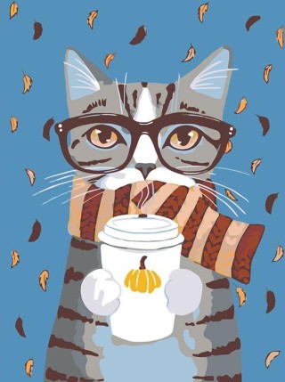 Картина по номерам «Осенний котик»
