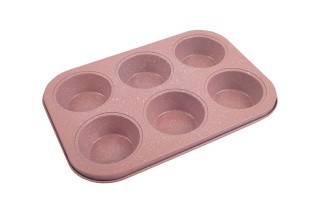 Форма металлическая для кексов, маффинов, капкейков, 26,5х18,8 см, розовая, S-CHIEF