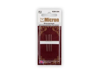 Иглы ручные Micron для вышивания бисером №12, 4 шт., арт. KSM-504 Иглы ручные Micron для вышивания бисером №12, 4 шт., арт. KSM-504