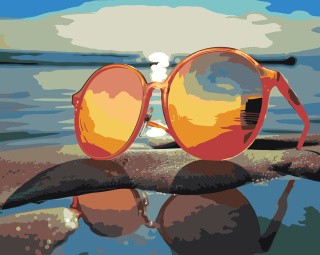 Картина по номерам «Море: Яркие очки на пляже»