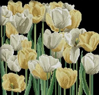 Алмазная вышивка «Желтые и белые тюльпаны»