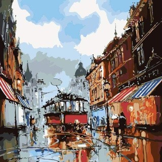 Картина по номерам «Дождливые улицы города»