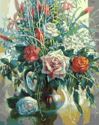 Картина по номерам «Натюрморт с белой розой»