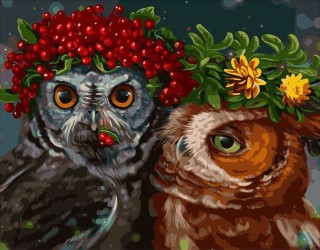 Картина по номерам «Смешные совы» Картина по номерам «Смешные совы»