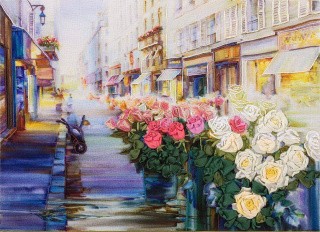 Вышивка лентами «Цветы Парижа»
