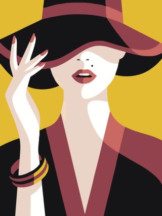 Картина по номерам «Бордовая шляпка» Картина по номерам «Бордовая шляпка»