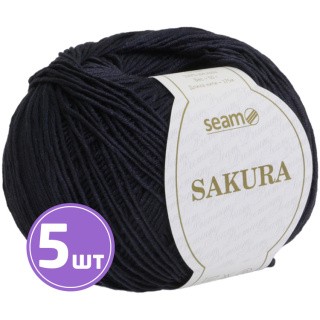 Пряжа SEAM SAKURA (Сакура) (1031), черный, 5 шт. по 50 г