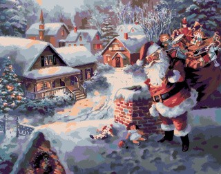 Картина по номерам «Санта на крыше»