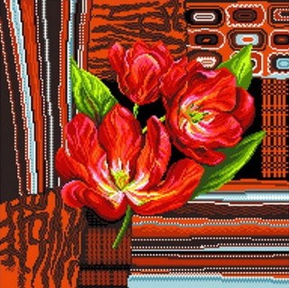 Рисунок на ткани «Тюльпаны на коричневом»
